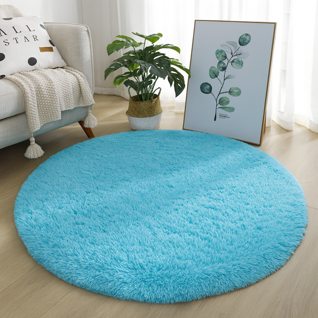Velvet Round Rug Textured