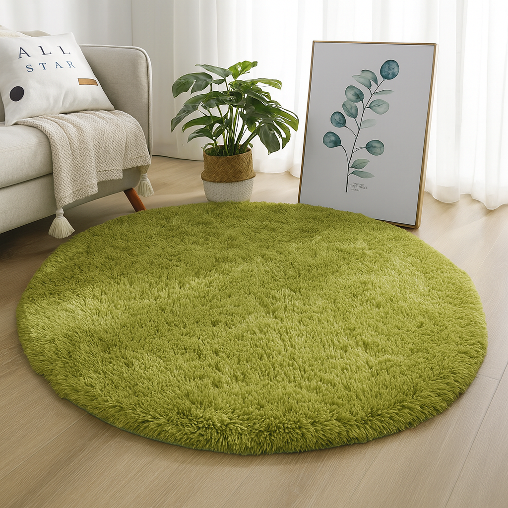 Velvet Round Rug Textured