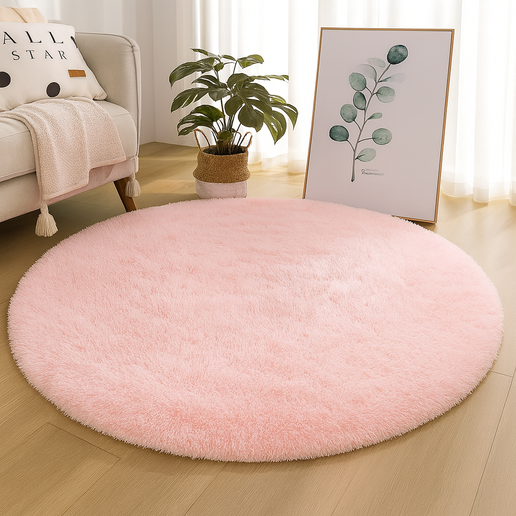 Velvet Round Rug Textured
