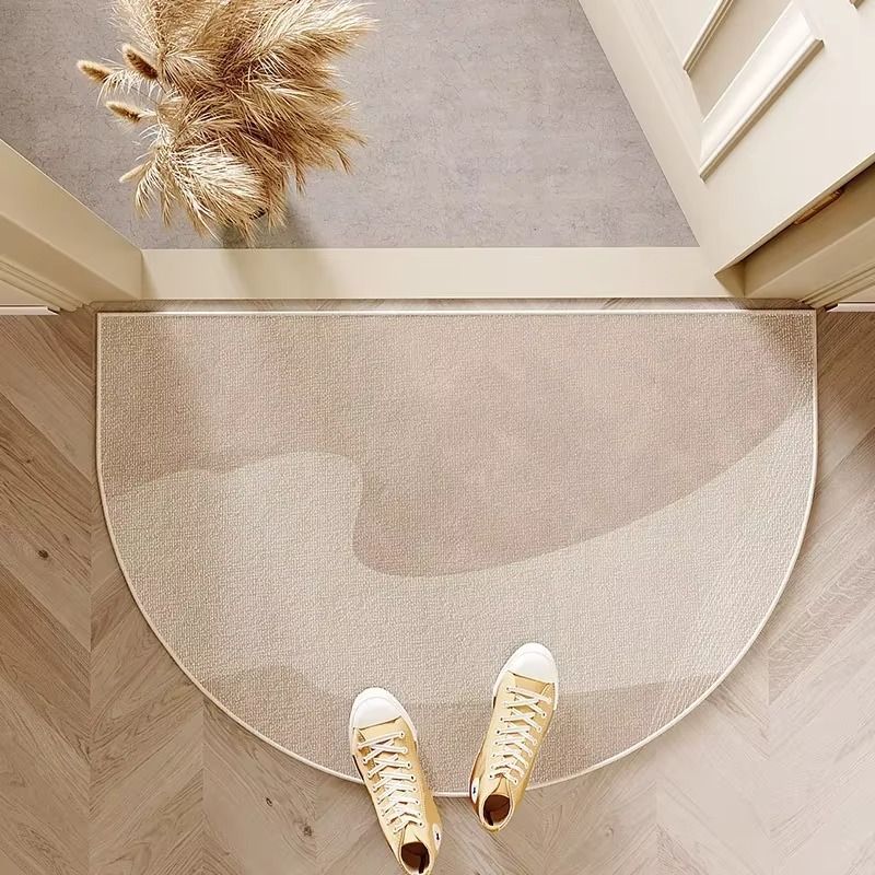 Velvet Semicircle Doormat with Stripes
