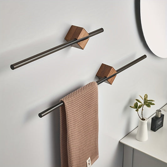 Wall-Mounted Towel Bar With Wood Base