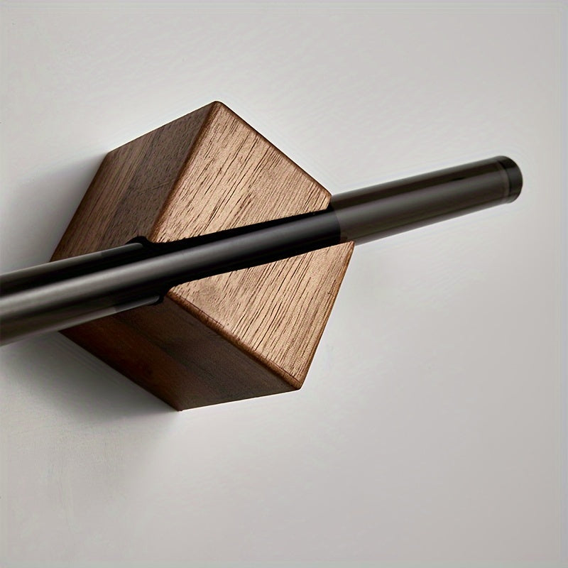 Wall-Mounted Towel Bar With Wood Base