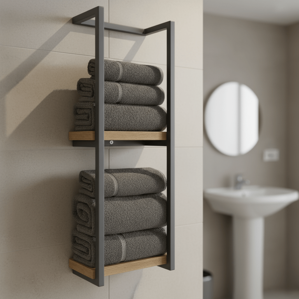 Wall Mounted Towel Rack With Shelf