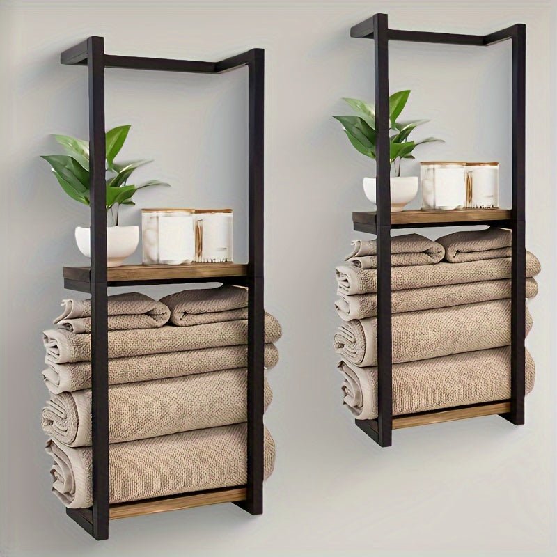 Wall Mounted Towel Rack With Shelf