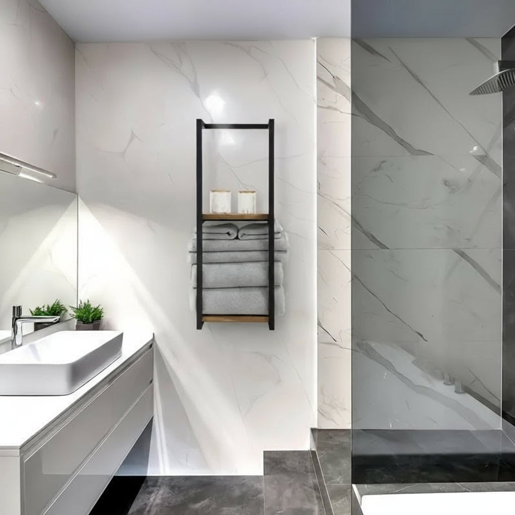 Wall Mounted Towel Rack With Shelf