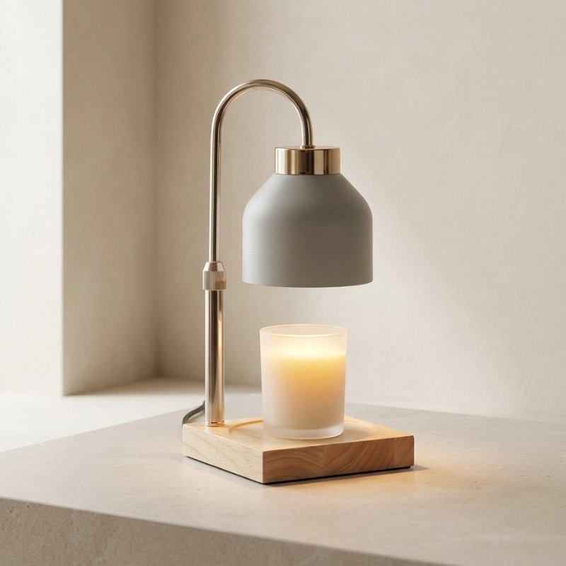 Wood Base Adjustable Height Candle Warmer Lamp