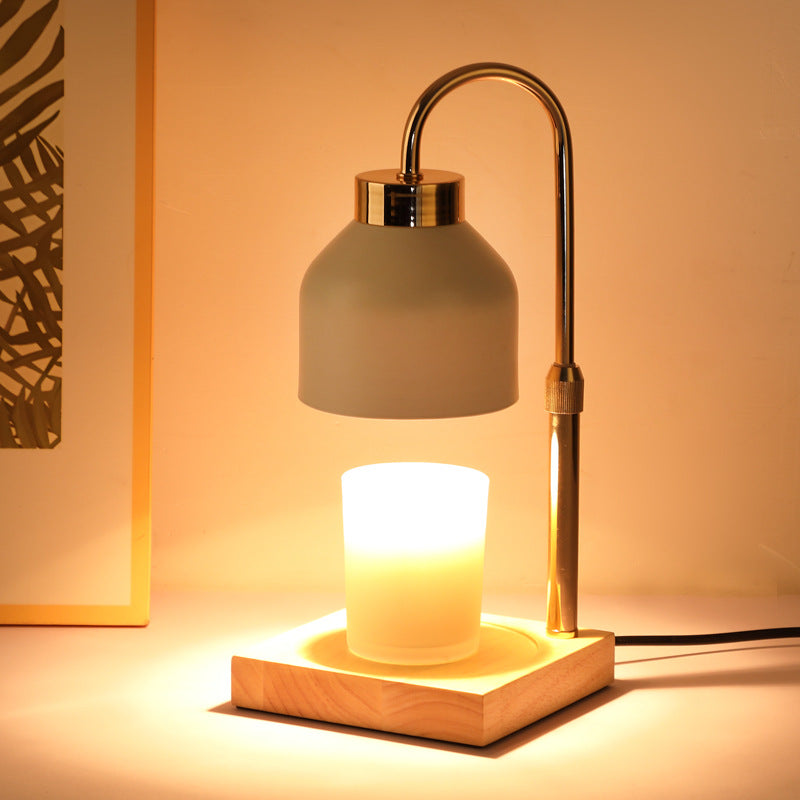 Wood Base Adjustable Height Candle Warmer Lamp