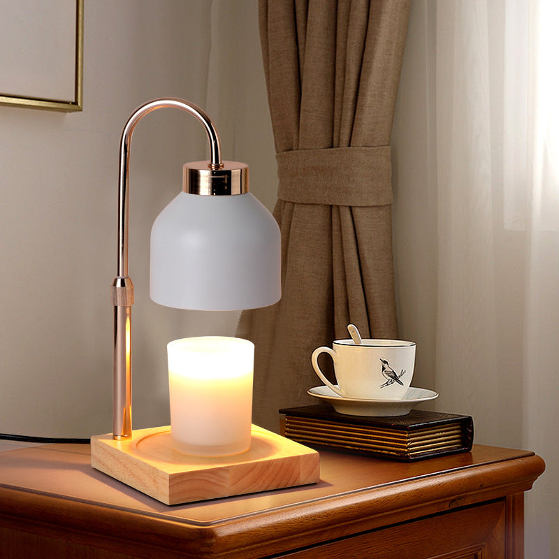 Wood Base Adjustable Height Candle Warmer Lamp