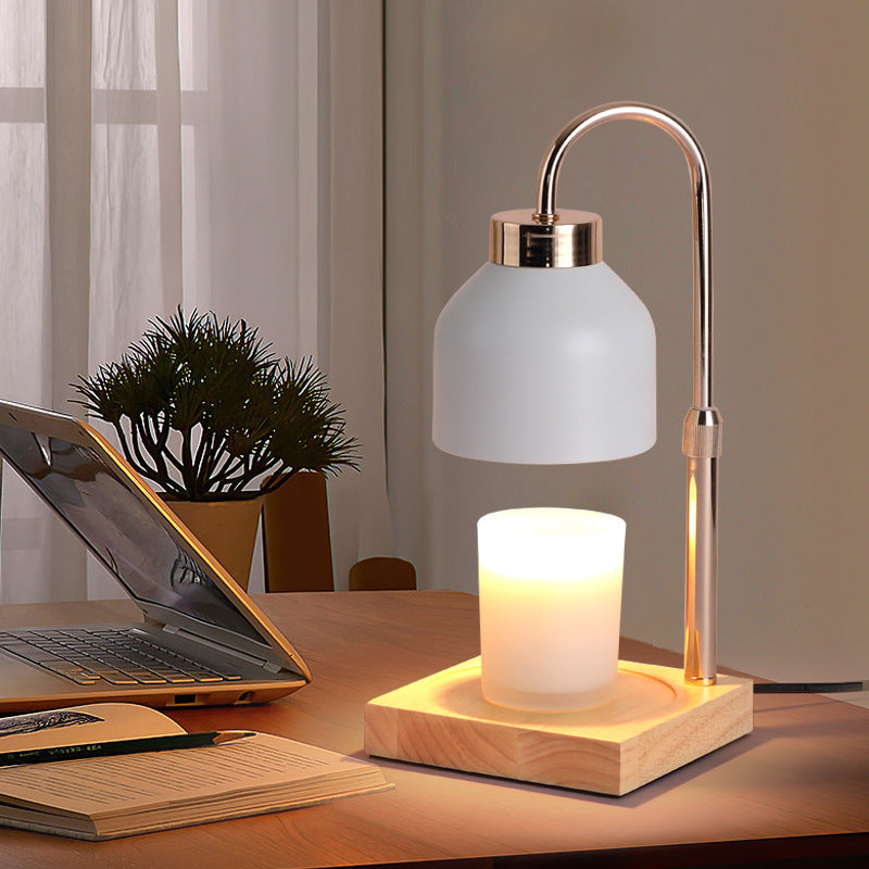 Wood Base Adjustable Height Candle Warmer Lamp