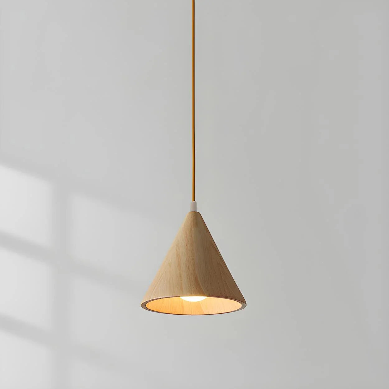 Wood Cone Three Head Linear Pendant Lamp