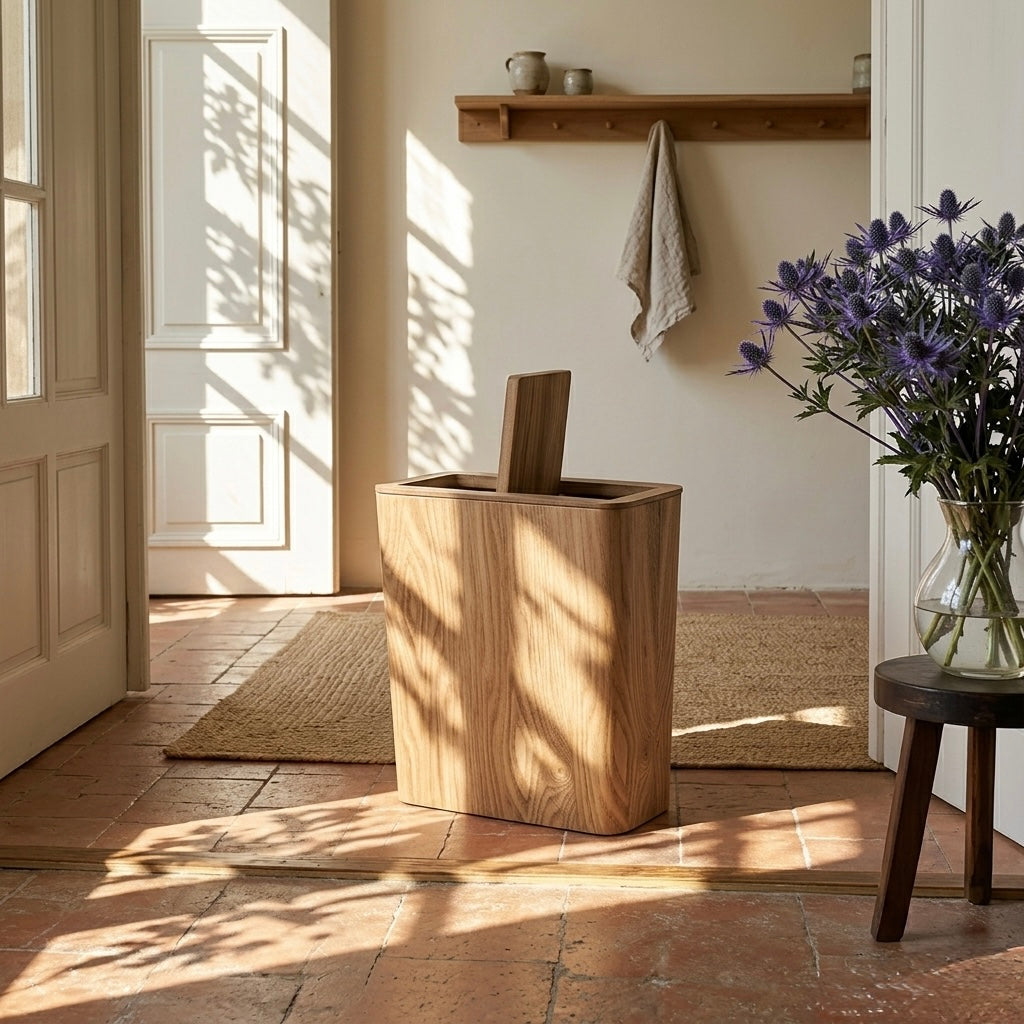 Wood Style Rotating Lid Trash Can