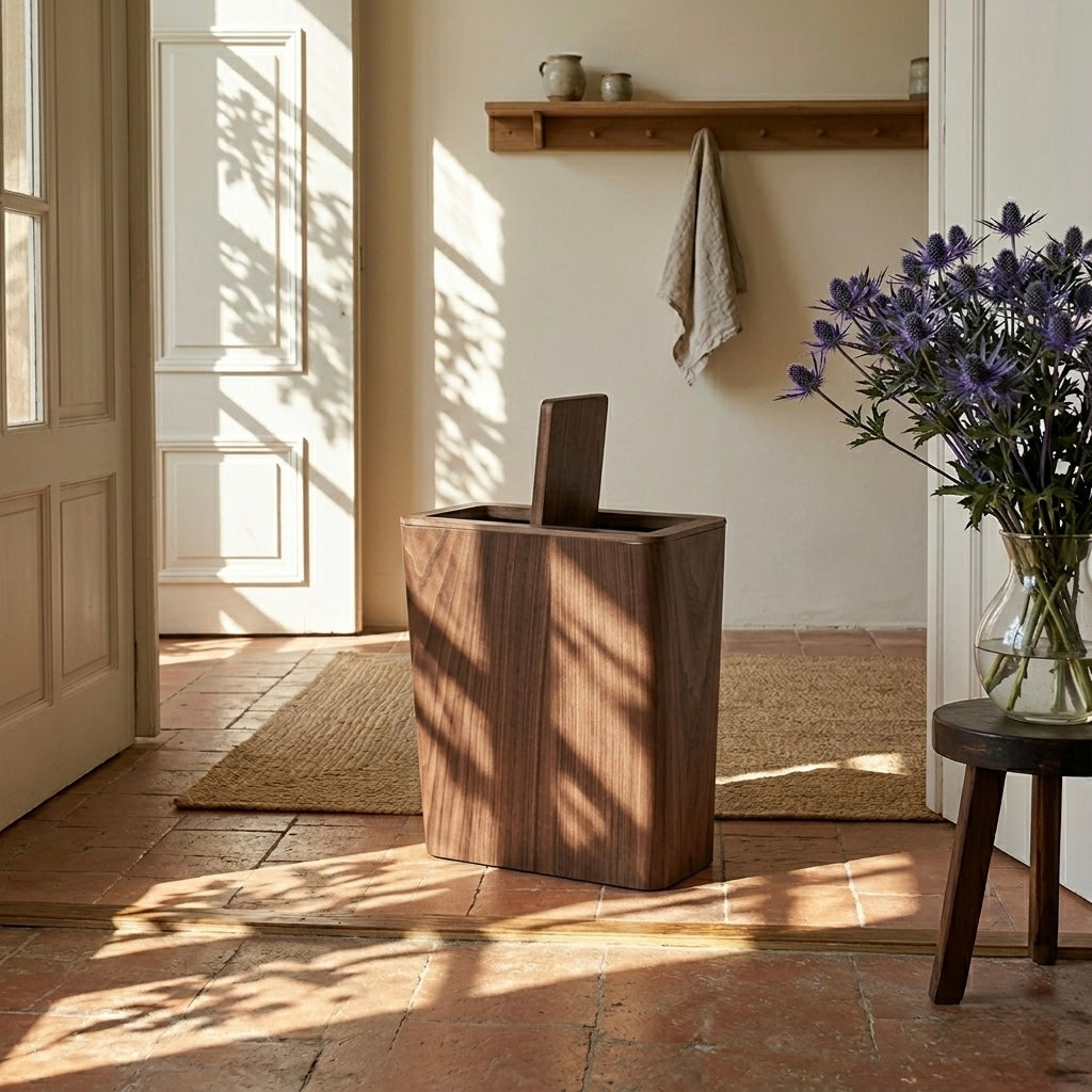Wood Style Rotating Lid Trash Can