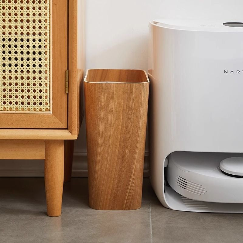 Wood Style Rotating Lid Trash Can
