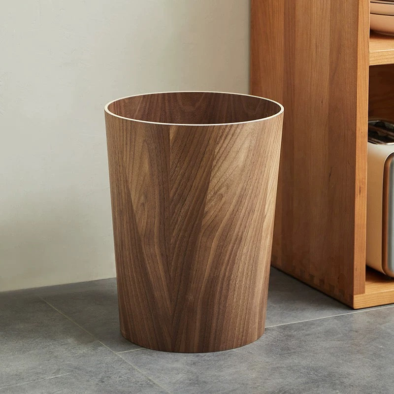 Wood Style Rotating Lid Trash Can