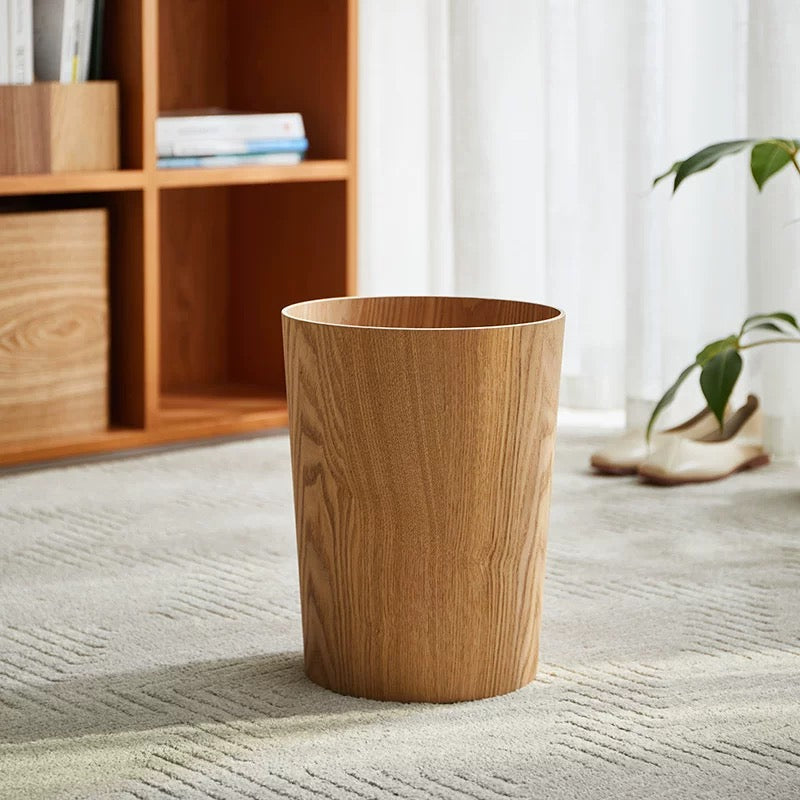 Wood Style Rotating Lid Trash Can