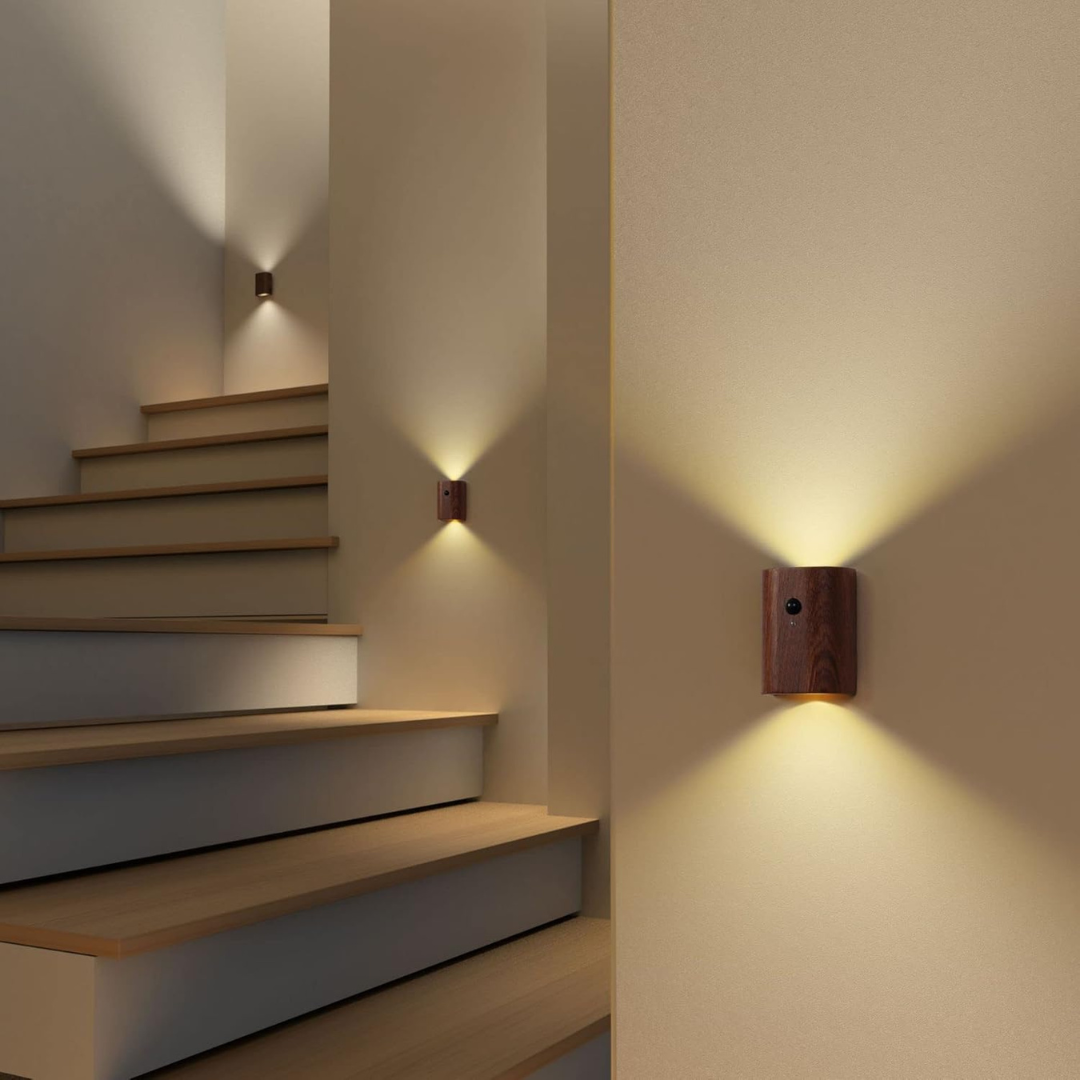 Wood Wall Light With Motion Sensor