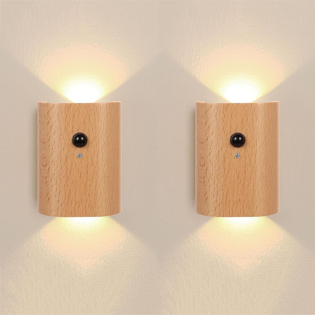 Wood Wall Light With Motion Sensor