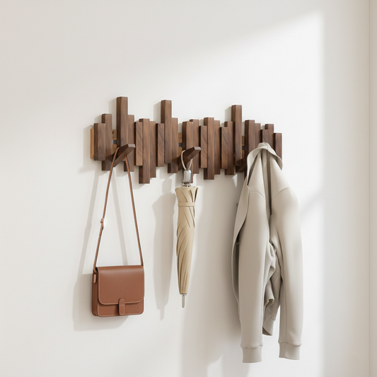 Wood Wall-Mounted Foldable Coat Rack