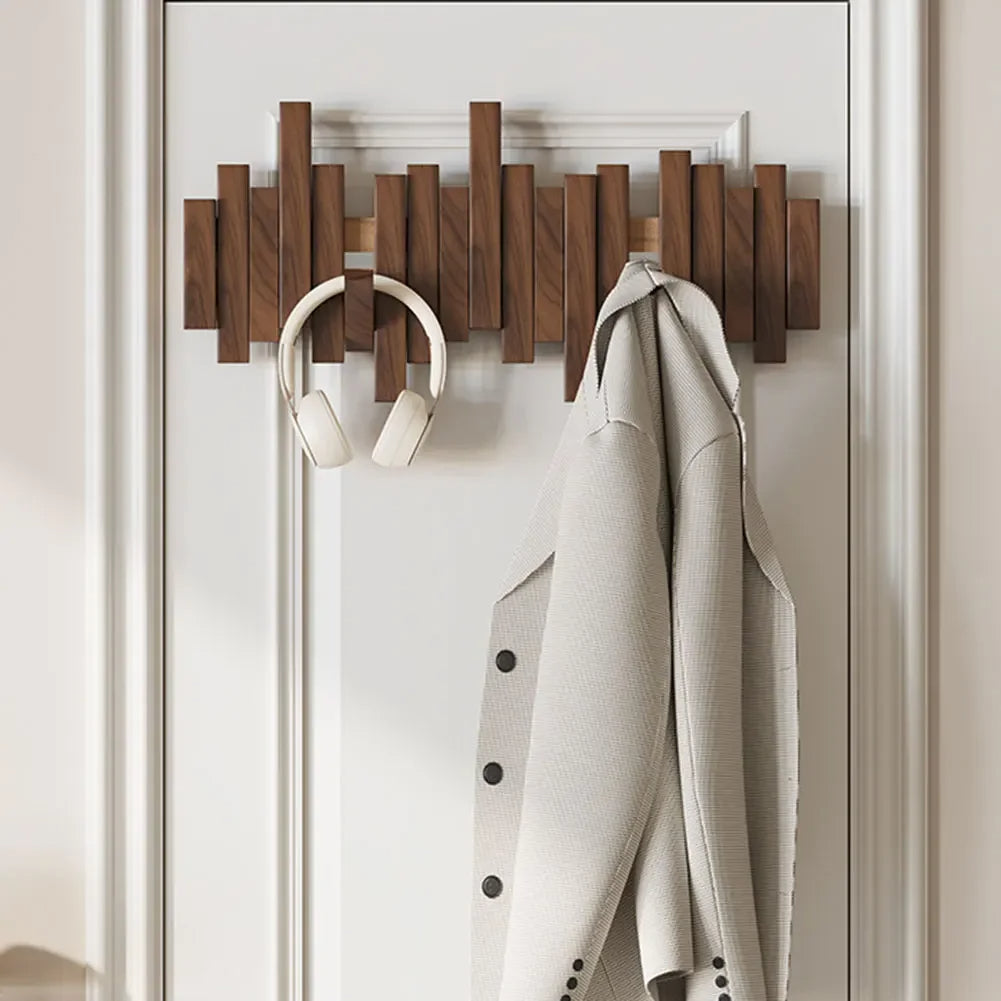 Wood Wall-Mounted Foldable Coat Rack