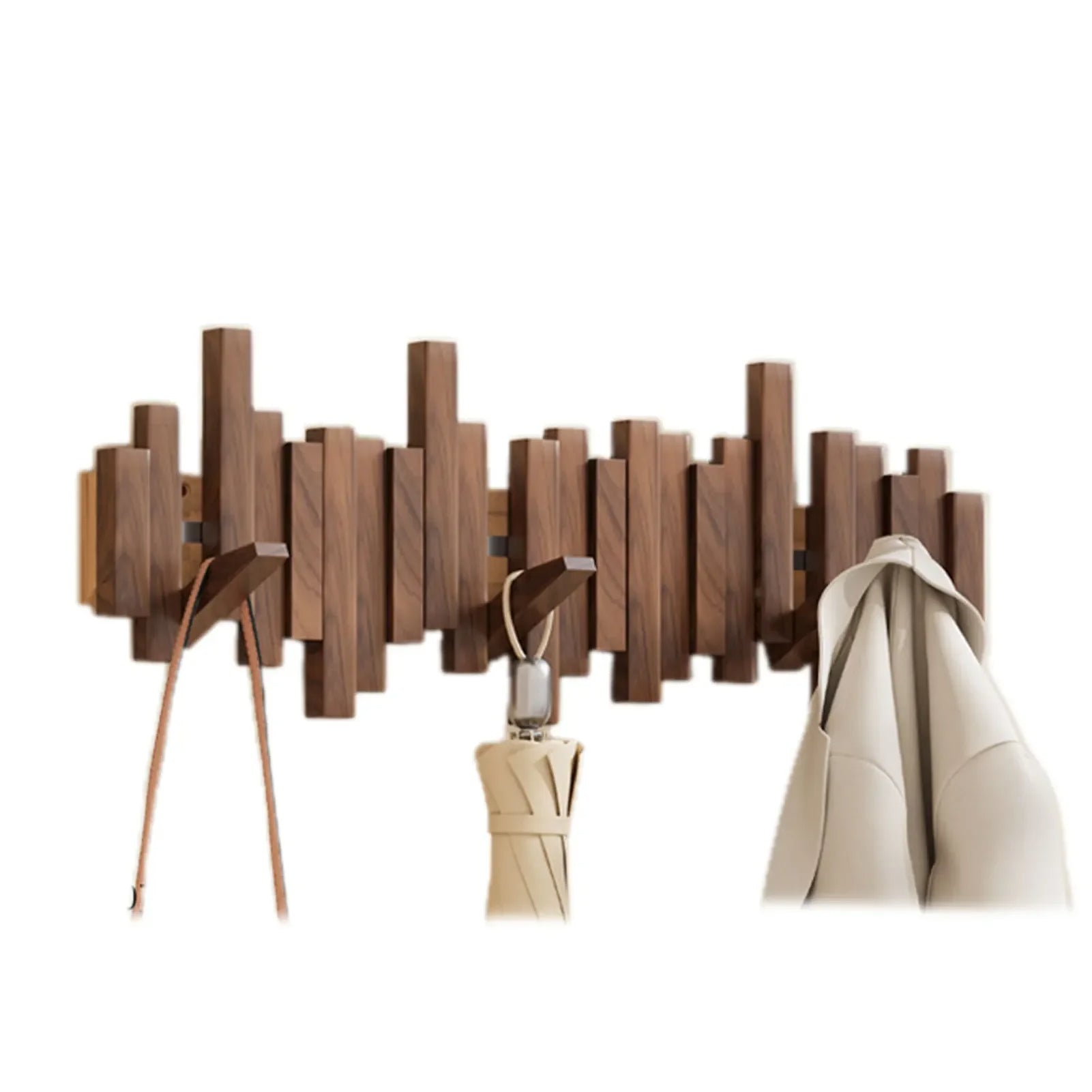 Wood Wall-Mounted Foldable Coat Rack