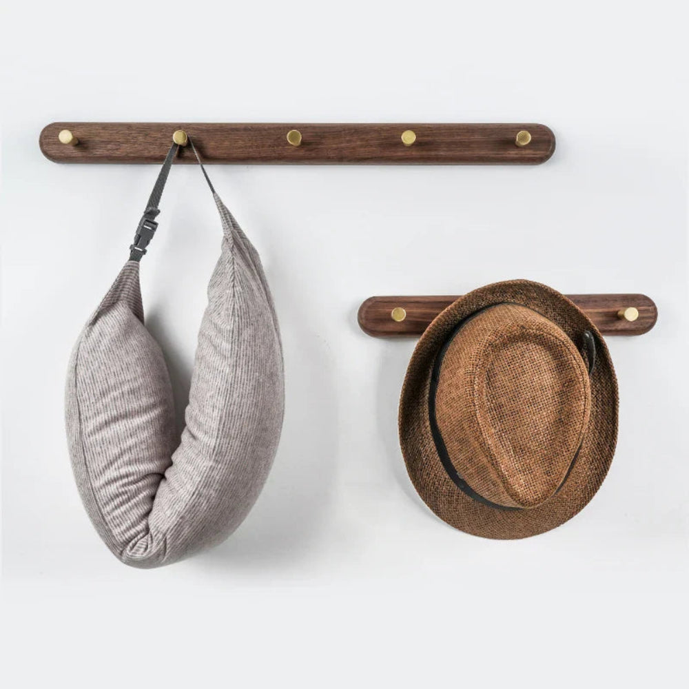 Wooden Wall Hooks With Brass Accents