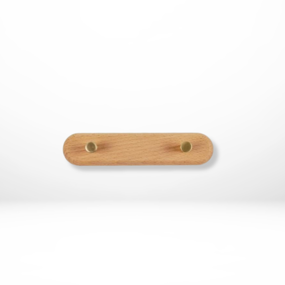 Wooden Wall Hooks With Brass Accents