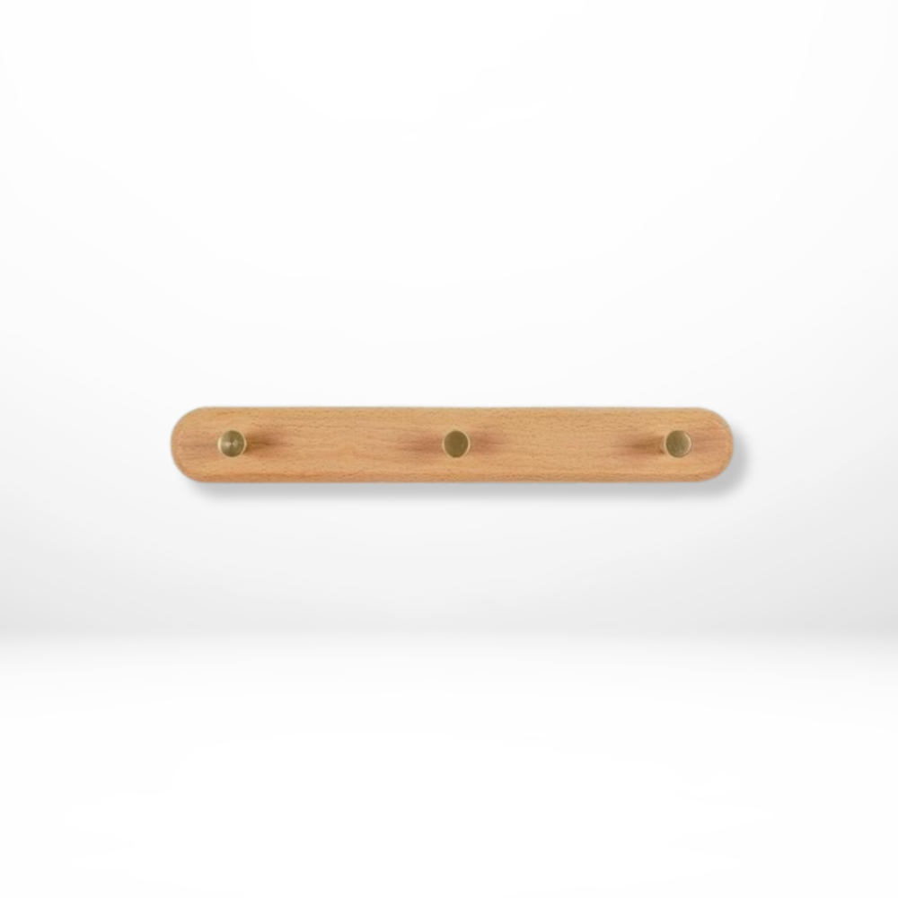Wooden Wall Hooks With Brass Accents