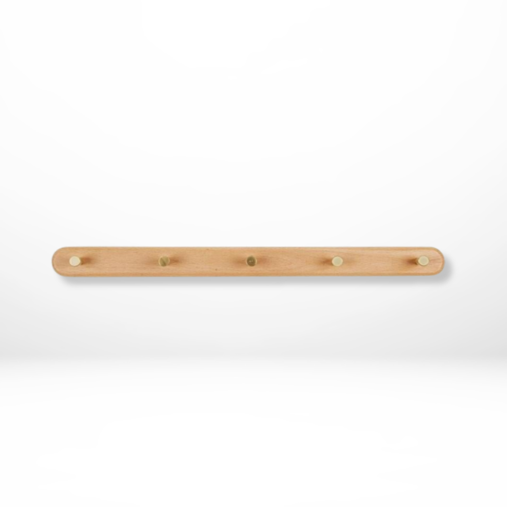 Wooden Wall Hooks With Brass Accents