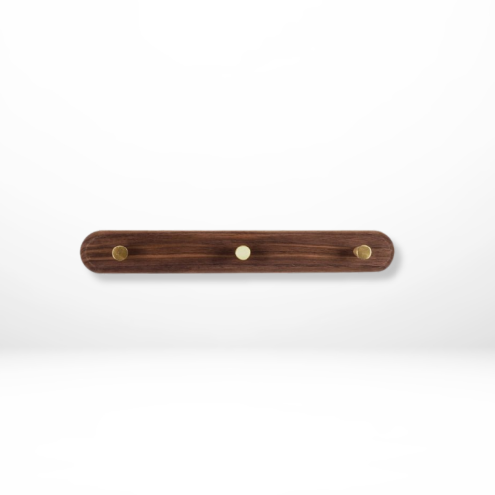 Wooden Wall Hooks With Brass Accents