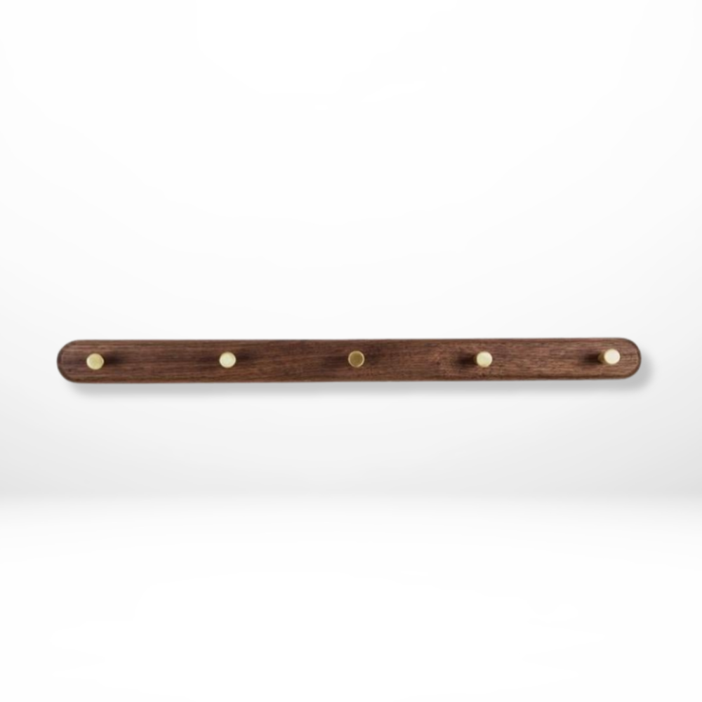 Wooden Wall Hooks With Brass Accents